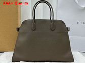 The Row Soft Margaux 17 Bag in Elephant Grey Grained Calfskin Replica