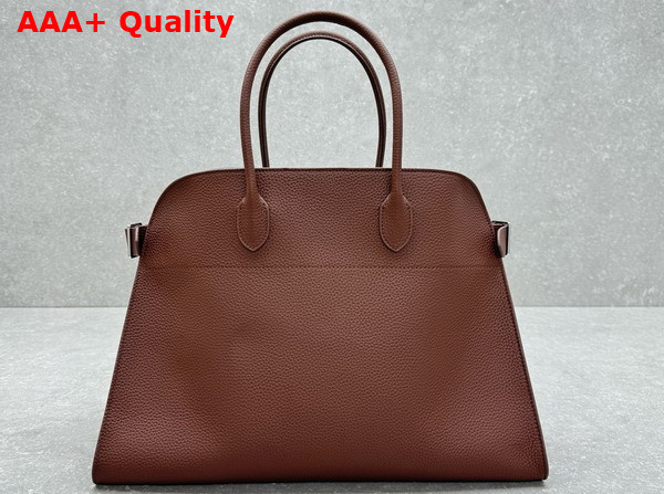 The Row Soft Margaux 17 Bag in Mocha Brown Grained Calfskin Leather Replica