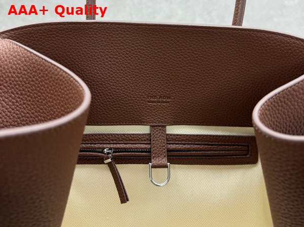 The Row Soft Margaux 17 Bag in Mocha Brown Grained Calfskin Leather Replica