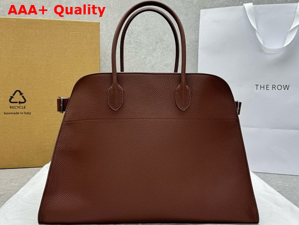 The Row Soft Margaux 17 Bag in Mocha Brown Grained Calfskin Leather Replica