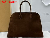 The Row Soft Margaux 17 Bag in Mocha Suede Replica