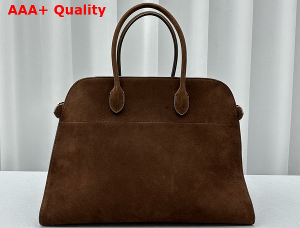 The Row Soft Margaux 17 Bag in Mocha Suede Replica