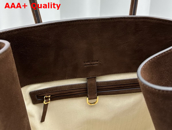 The Row Soft Margaux 17 Bag in Mocha Suede Replica