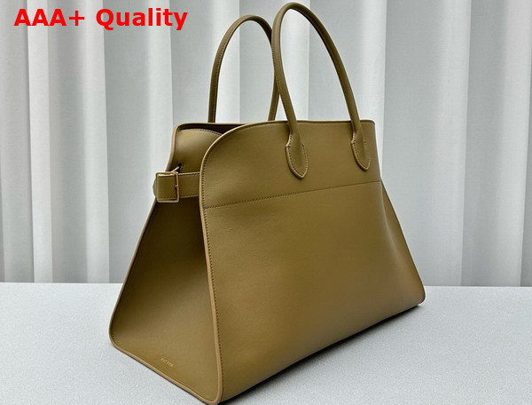 The Row Soft Margaux 17 Bag in Olive Green Polished Saddle Leather Replica