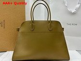 The Row Soft Margaux 17 Bag in Olive Green Polished Saddle Leather Replica