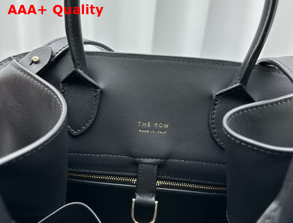 The Row Soft Margaux Belt 12 Bag in Black Smooth Saddle Leather Replica