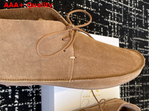 The Row Tyler Lace Up Shoe in Almond Suede Leather Replica