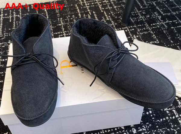 The Row Tyler Lace Up Shoe in Black Suede Leather Replica